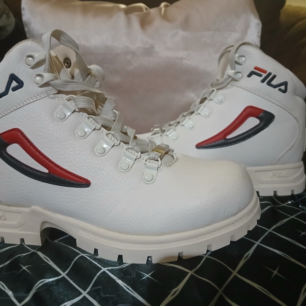 Fila Off-White and Red Hiking Boots